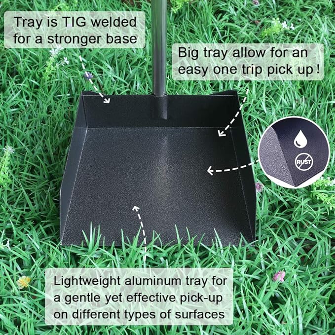 TNELTUEB Extra Large Pooper Scooper, Pet Poop Tray and Rake with Adjustable Long Handle, Pet Waste Removal Heavy Duty Dog Pooper Scooper Great for Large Dog Grass Street Gravel