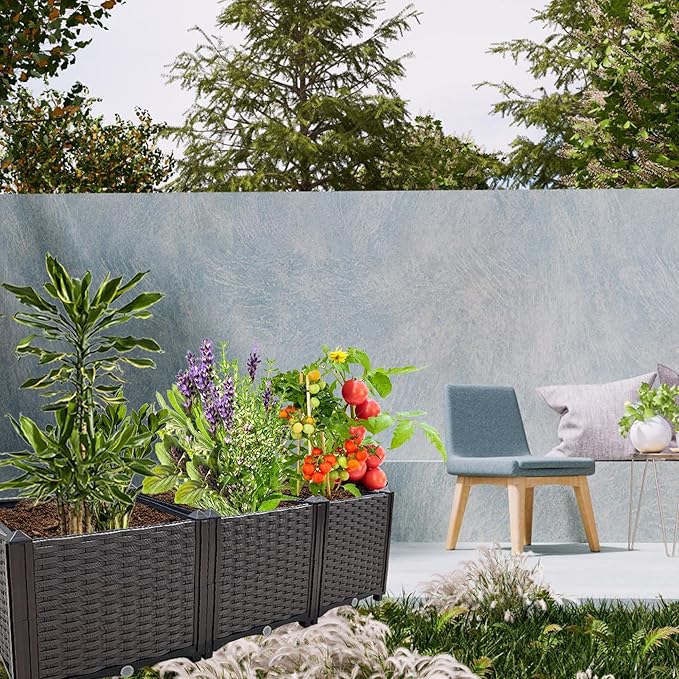 Raised Garden Bed Planter for Outdoor Plants Planter Box Elevated Garden Boxes Deepened Plant pots Perfect for Garden Patio Balcony Deck to Planting Flowers Vegetables Tomato and Herbs