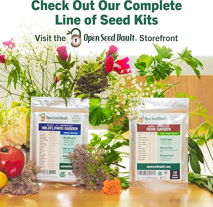 Open Seed Vault Variety Pack Bundle (44 Varieties) Herb Garden Seeds - Gardening Seed Starter Kit, Survival Gear Food, Gardening Gifts, Emergency Supplies - Premium, High Yield Produce