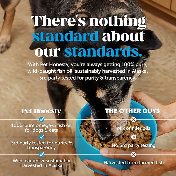 Omega 3 Fish Oil Supplement for Dogs & Cats (16oz), Wild Caught Omega 3 Fish Oil for Skin and Coat Health, Supports Shedding, Skin & Coat, Immunity, Joint, Brain & Heart, EPA + DHA