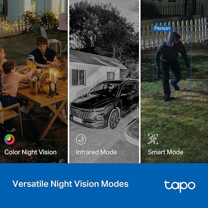 Tapo 2K 3MP Pan/Tilt Indoor/Outdoor Security Camera, Free Person/Baby Cry Detect & Track, 360ยฐ Pan, Color Night Vision, SD/Cloud Storage, Works w/Alexa & Google Home, HybridCam 360, Black (2-Pack)