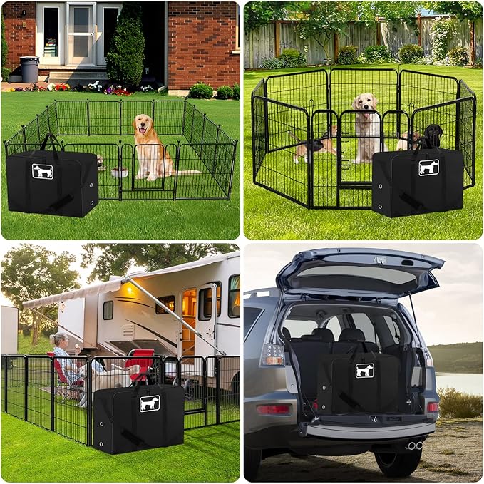 SIRUITON Dog Playpen Storage Bag Fits 50" H 8 Panels and 9 Stakes ,Dog Fence Travel Bag Suitable for Foldable Exercise Pet Playpen, Dog Fence Travel Bag with Reinforcing Plate & Shoulder
