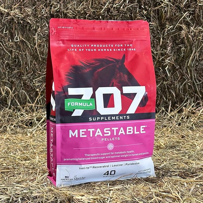 Formula 707 MetaStable Pellets for Horses 5 lb Bag – 40 Servings – University-Studied Support for Horses with Laminitis, Insulin Resistance & Metabolic Disorders