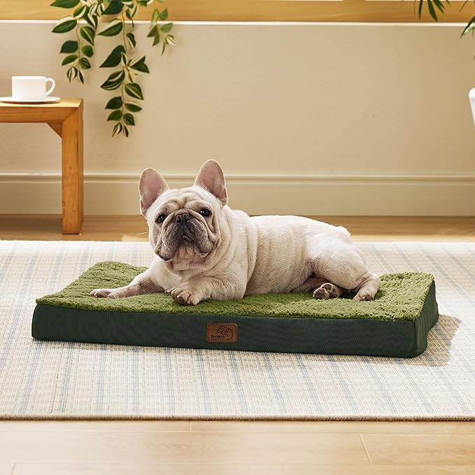 Bedsure Dog Bed Medium Size Dog - Orthopedic Flat Puppy Beds with Removable Washable Cover, Egg Crate Foam Pet Mat, Suitable for Pet Up to 35 lbs