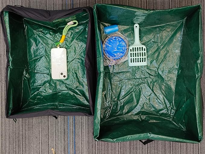 Travel Litter Box for Cats, Foldable Portable Litter Box, Leak Proof Cat Travel Carrier with Kitty Litter Scoop Bowl, Collapsible Waterproof Odor Free Easy Carrier for Car Outdoor, X-Large