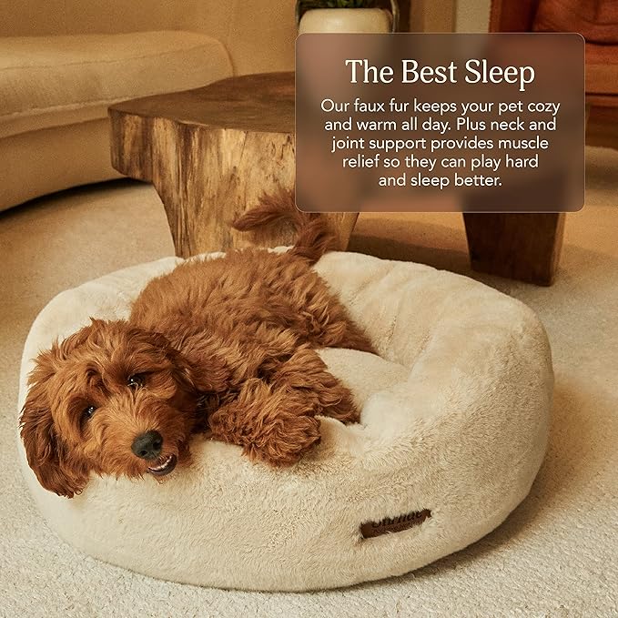 UnHide Floof Pet Bed - Medium (28" x 10") - Extra Soft Dog Bed - Removable Faux Fur Cover - Machine Washable - Helps Ease Pet Anxiety & Provides The Perfect Sleep - Charcoal Charlie
