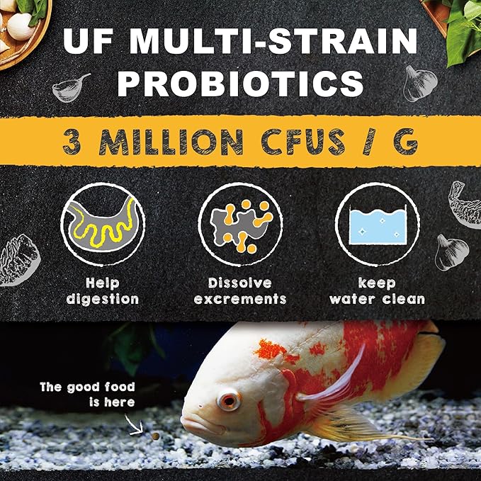 Ultra Fresh Cichlid Sinking Fish Food, Wild Sword Prawns, All Natural Ingredients, Carnivore Pellets for Large Cichlid and Tropical Fish, Royal Cichlid Premium Pellet 2.2 Pound