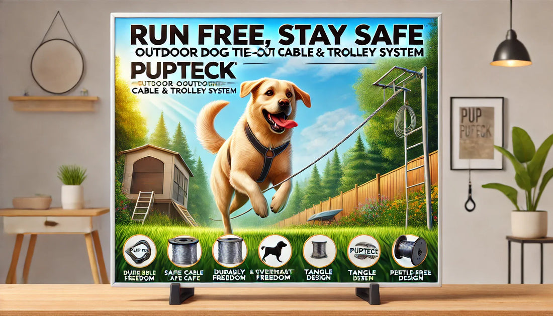 Run Free, Stay Safe — PUPTECK Outdoor Dog Tie-Out Cable & Trolley System