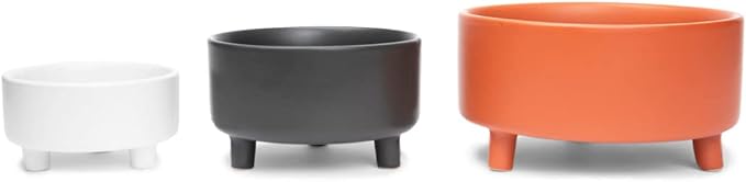 Waggo Uplift Ceramic Dog Bowl for Small Medium and Large Breeds - Heavyweight and Durable Pet Food and Water Dish Crock, Dishwasher Safe, Modern, Elevated Feeder (Small, Black)