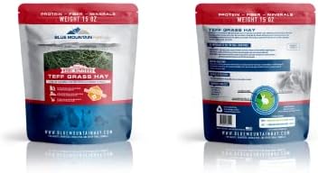 Blue Mountain Hay | Fresh Teff Grass Hay (40 Ounce) | Low NSC, High Fiber, Healthy Weight Management | High-Altitude Hay Pet Food for Rabbits, Guinea Pigs, Chinchillas, Hamsters, and Other Small Pets