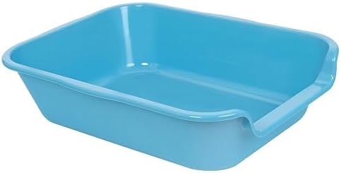 1 Pack of Extra Large Cat Litter Box (ABS Material), Low Entry Senior Litter Pen for Geriatric Kitty Big Cats, Jumbo Pet Safe Litter Boxes Tray for Pets Potty (Light Blue, 20" L x 15.5" W)