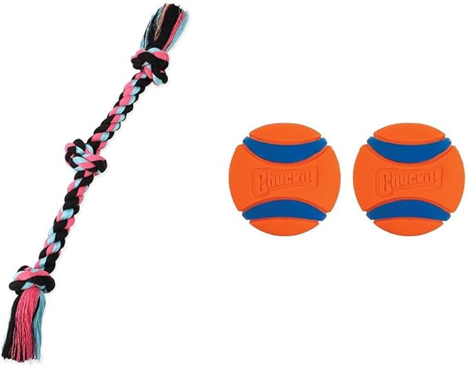 Mammoth Flossy Chews Rope Tug + Chuckit! Ultra Ball Dog Toy