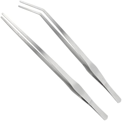 LILYS PET Straight and Curved Stainless Steel Super Thick Tweezers Set,Pliers Aquarium Tool Fish Tank Aquatic Plants Forceps Clip (15")