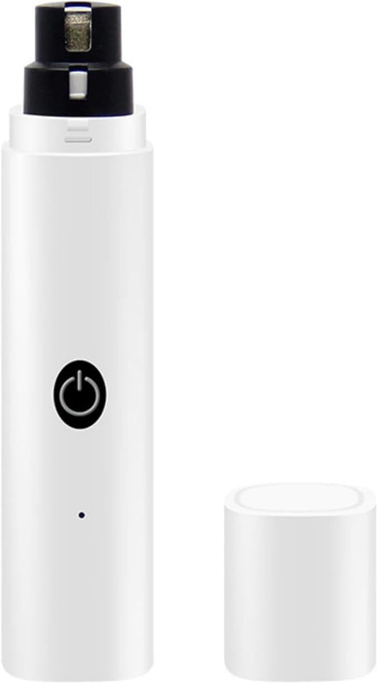Quiet Rechargeable Pet Nail Grinder - Dog Nail Clippers and Grinder - with LED Lights and Quick Sensor, Diamond-Tip Dust Collector, Suitable for Large Dogs, Small Cats, and Rabbits (White)