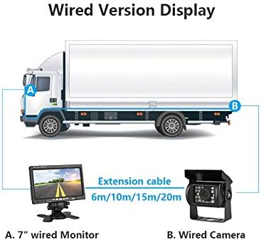 Backup Camera Kit 7 inch 4-Spilt Monitor Rear View Cameras with IP 67 Waterproof 18 IR Night Vision Car Camera for Tucks, RVs,Trailers,Bus,Vans + 4pcs 10m/393.7inch Cables