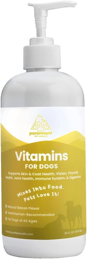 Liquid Multivitamin for Dogs with Probiotics, 8 in 1 Vitamins for Immune Support, Energy & Digestion, High Absorption Liquid Dog Supplement, Made in USA, 16 oz