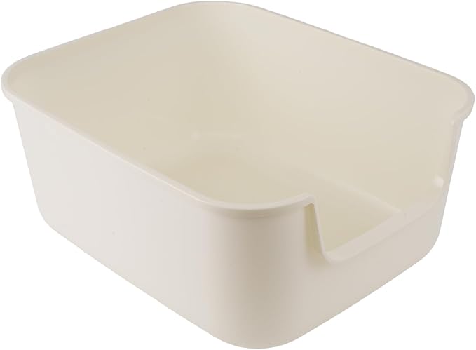 Large Cat Litter Box with High Sides,Cat Boxes for Indoor Cats,Cat Litter Pan for Kitty,Litter Box with Low Entry,Easy to Clean,Anti-Splashing (White)