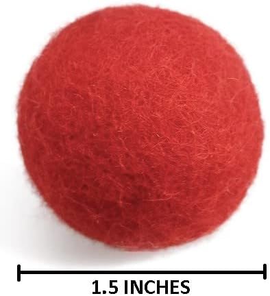Wool Cat Toys - Felt Cat Toy Balls for Small Pet Fetch and Play - Eco Friendly Quiet Wool Ball Cat Toy for Cats and Kittens - Choose Your Colors (Red)