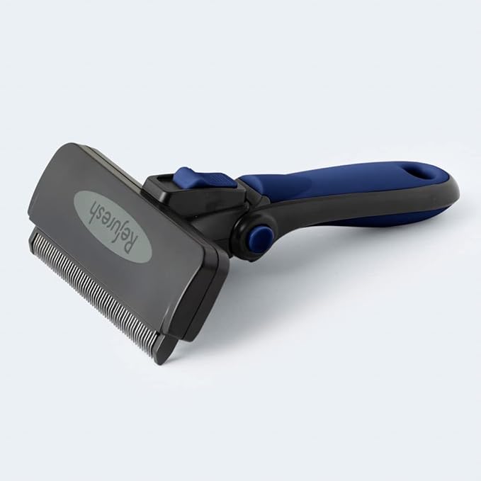 Deshedding Dog Brush for Long Hair (Large,Blue) – Gentle Deshedding tool for Dogs & Cats – Reduces shedding, without damaging topcoat. Removes Loose Fur & Dead Undercoat.