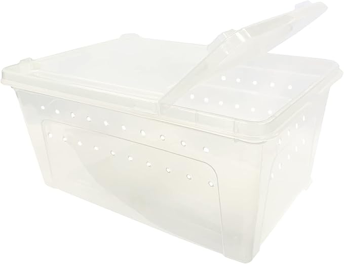 Happy Habitat - Ventilated Enclosure & Breeder Box - for Live Feeder Insects, Reptiles, Amphibians & Other Small Pets - Durable Plastic Portable Terrarium (Medium)