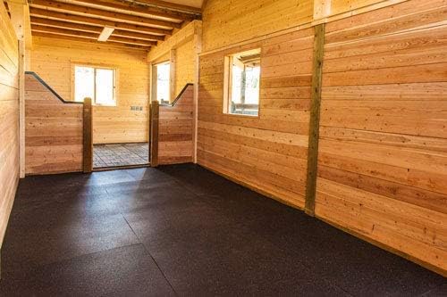 American Floor Tiles - Heavy Duty Stall Tiles - Stable/Horse Tiles - Thick, Durable Rubber Flooring Solid Black 8' x 12' Set 1/2" Thick (24 Tiles Total)