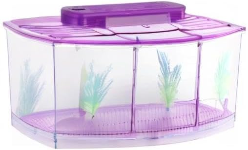 LIZEALUCKY Betta Fish Tank, Adjustable LED Light Acrylic Aquarium with Water Change Valve, Small Fish Tank Starter Kit for Office Home Room Decor (Purple)