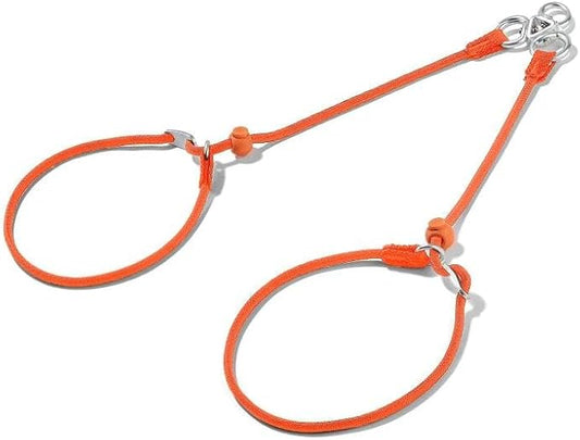 Howgo Double Slip Leash Slip Lead with Two Handles| Dual Dog Slip Lead for 2 Dogs,360° Swivel No Tangle | Dog Training Collar | Double Clip Leash Coupler and Splitter (Orange, 3FT)