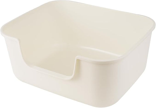 Large Cat Litter Box with High Sides,Cat Boxes for Indoor Cats,Cat Litter Pan for Kitty,Litter Box with Low Entry,Easy to Clean,Anti-Splashing (White)