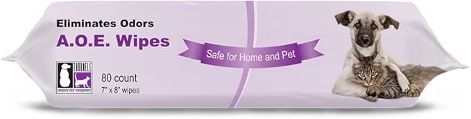 Thornell Animal Odor Eliminator Cat and Dog Wipes (80 Wipes) - All Purpose Deodorizing Pet Wipes - Pet Odor Eliminator for Pet, Kennels, Cages – Pet Deodorizing Wipes w/ Safe, Non-Enzymatic Formula