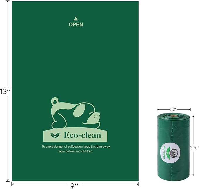 ECO-CLEAN 360 Count Dog Poop Bags with Dispenser, Leak-Proof, Lavender scented
