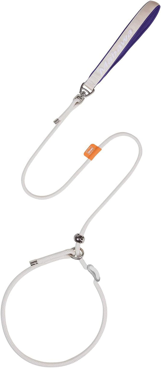 Dog Anti-Slip Leash 5FT with Metal Stopper - Durable No-Pull Training Lead for Small, Medium & Large Dogs - Comfortable Handle Nylon Rope, Tangle-Free Pet Walking Leash (Beige, 5.6FT)