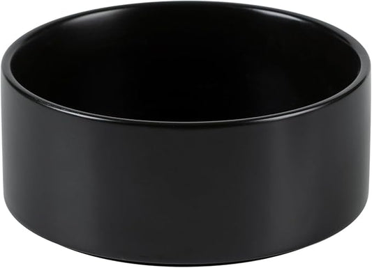 Ceramic 6.1inch Non-Slip Dog Food and Water Bowl for Small & Medium Breed Dogs,Pet Bowl for Replacement, Protects Cervical Spine (Black)