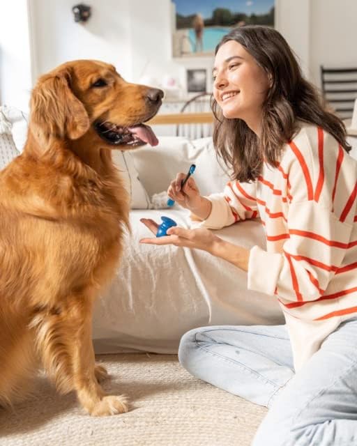 Pet Toothbrushing Assistant for Puppies' Dogs and Cats Allows You to Brush Your pet’s Teeth Without Constantly Worrying About Getting Bitten. (Orange, Medium)