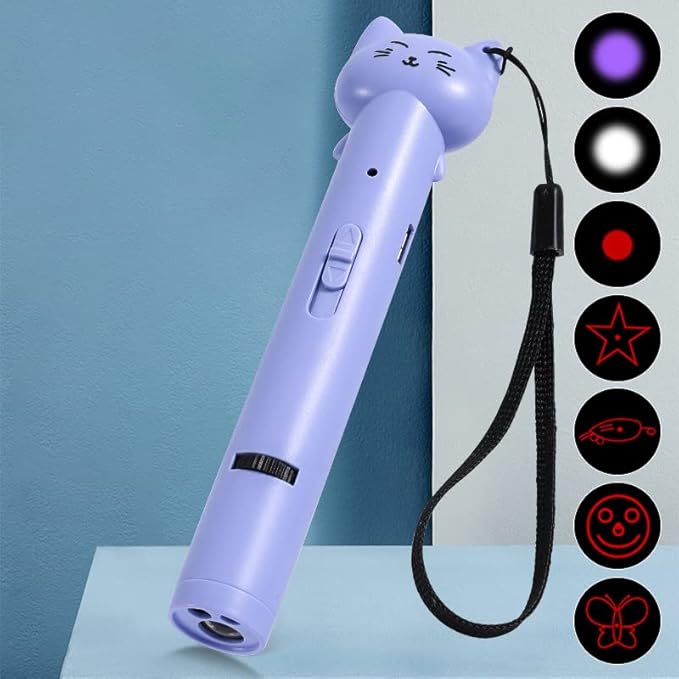 PARTSPOWER Laser Pointer Interative Cat Toy for Cats to Chase, Rechargeable Red Laser Light Pointer Exercises Training Tool for Kittens Cats Dogs (Purple)
