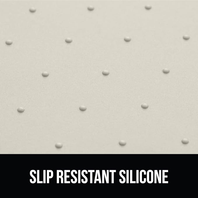 GORILLA GRIP 100% Waterproof Raised Edge BPA Free Silicone Pet Feeding Mat, Dog Cat Food Mats Contain Spills Protects Floors, Placemats for Cats and Dogs Water Bowl, Pets Accessories 16x10, Cream