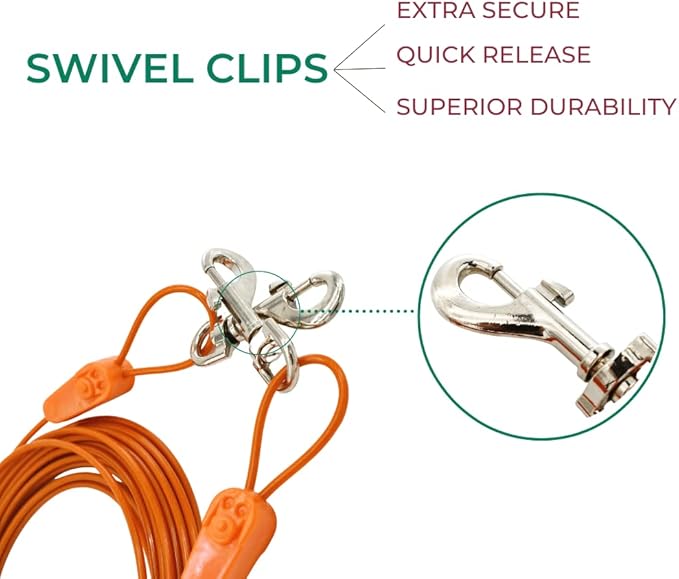 Tie-Out Cables for Dogs: Strong, Safe, and Durable Dog Tie-Outs for Every Breed: 125 lb / 20 ft