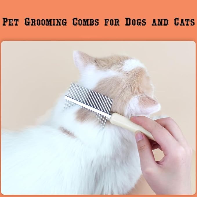Professional Metal Dog Grooming Comb | 3 PCS Wooden Handled Pet Comb for Dogs and Cats | Removes Tangles, Dematting, Detangling | Great for Matted Hair