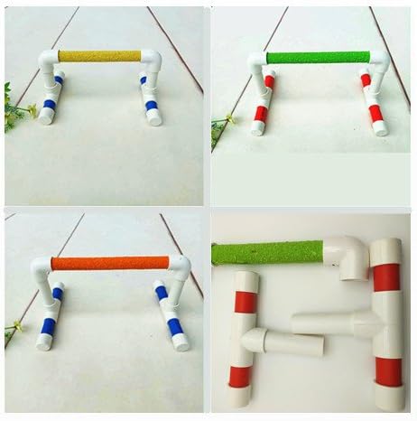 Small Bird Parrot Stand Perch Table Top Stand Playground Grind Perch Swing Training Playstand Exercise Chew Toys for Budgies Parakeet Cockatiel Conure Finch (Stainless Steel Tray, M)