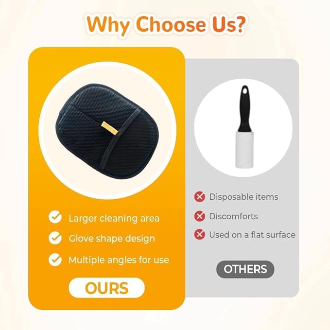 Yomi Pet Hair Remover Glove, Cat Grooming Gloves, Reusable Static Removal Glove for Pet Hair, Versatile Dog Grooming Gloves for Couch, Furniture, Carpet, Car Seat (2PCS)