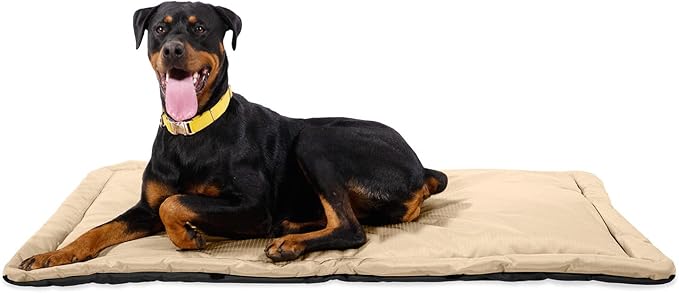 K9 Ballistics Tough Ripstop Dog Crate Pad - Durable & Machine Washable with Non-Skid Bottom and 120-Day Warranty, Fits 48" Wire Crates - X-Large, Sandstone