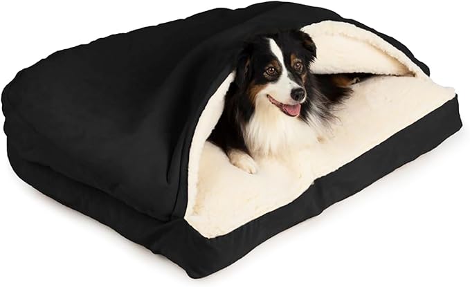 Snoozer Pet Products Luxury Rectangle Cozy Cave Dog Bed with Microsuede, Medium, Black