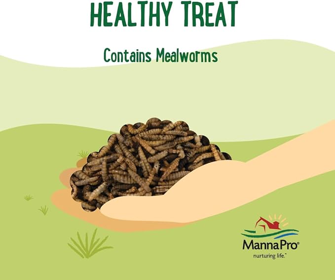 Manna Pro Farmhouse Favorites Mealworms Poultry Treat - Protein Treat for Chicken - Poultry, Turkey, Ducks, Geese, and Guinea Fowl Treat - Contains 50% Protein - 100% Natural Poultry Snack - 2lbs