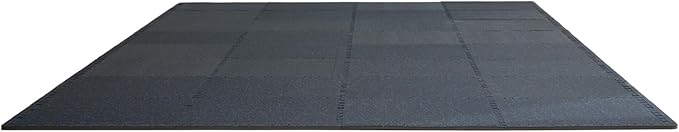 VEVOR 0.56 Inch Thick Gym Floor Tiles, 6 Tiles Rubber Top with EVA Foam, 25" x 25" Gym Flooring Workout Mats with 25 sq.ft Coverage, Interlocking Puzzle Gym Mats for Gym, Home, Garage, Black & Blue