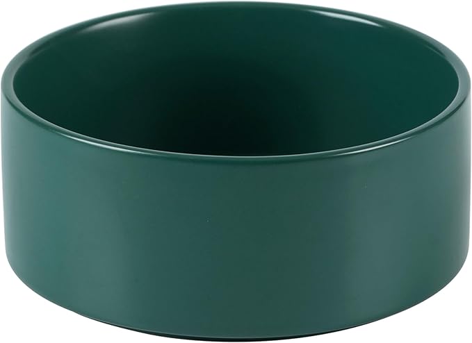 Non-Slip 8.2inch Ceramic Dog Food and Water Bowl for Large Breed Dogs, Pet Bowl for Replacement (Single Bowl, Green)