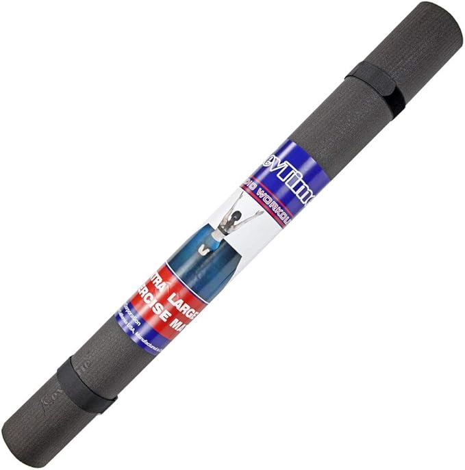 RevTime Extra Large Exercise Mat 7 x 5 feet (84" x 60" x 1/4") 6 mm Thick & High Density Mat for Home Cardio and Yoga Workouts, Durable Gym Floor Mat, Black