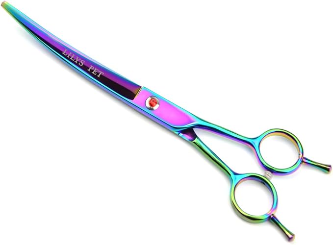 LILYS PET Professional PET Grooming scissors Kit,Coated Titanium,Sharp and Strong Stainless Steel Blade for Dogs Cats Hair Cutting,3 Pieces of Scissors with a Comb and a Case (7.0 inches, Rainbow)