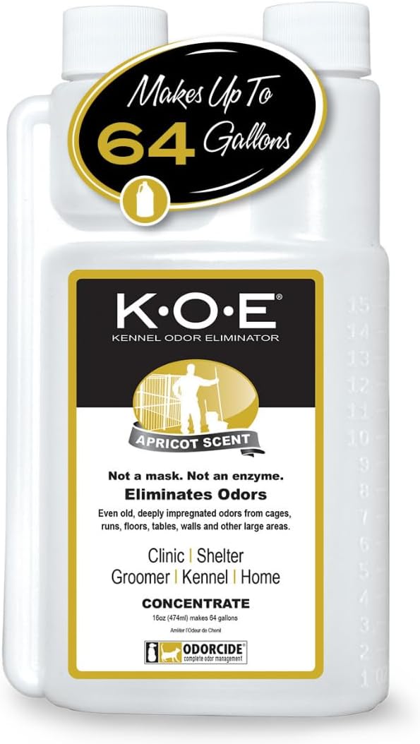 Ordorcide K.O.E. Apricot Odor Eliminator 16 oz for Strong Odor for Cages, Runs & More – Pet Odor Eliminator for Home & Kennel w/Safe, Non-Enzymatic Formula