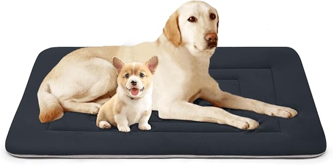 JoicyCo Soft Dog Bed Crate Pad Mat, 48 in Non-Slip Bottom Washable for Extra Large Dogs, Pet Mattress Kennel Pad, Dark Gray