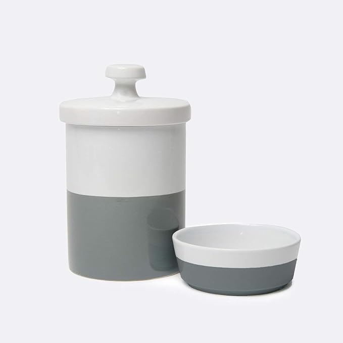 Waggo Dipper Ceramic Dog Bowl for Small and Large Breeds - Heavyweight and Durable Pet Food and Water Dish Crock, Dishwasher Safe, Modern (Dolphin, Small)