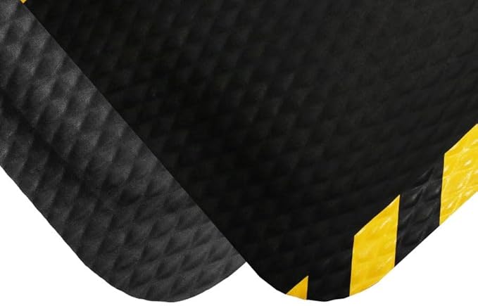 American Floor Mats Hog Heaven 5/8 inch Black & Yellow Border 5' x 6' Nitrile Backed Anti-Fatigue Comfort Mat